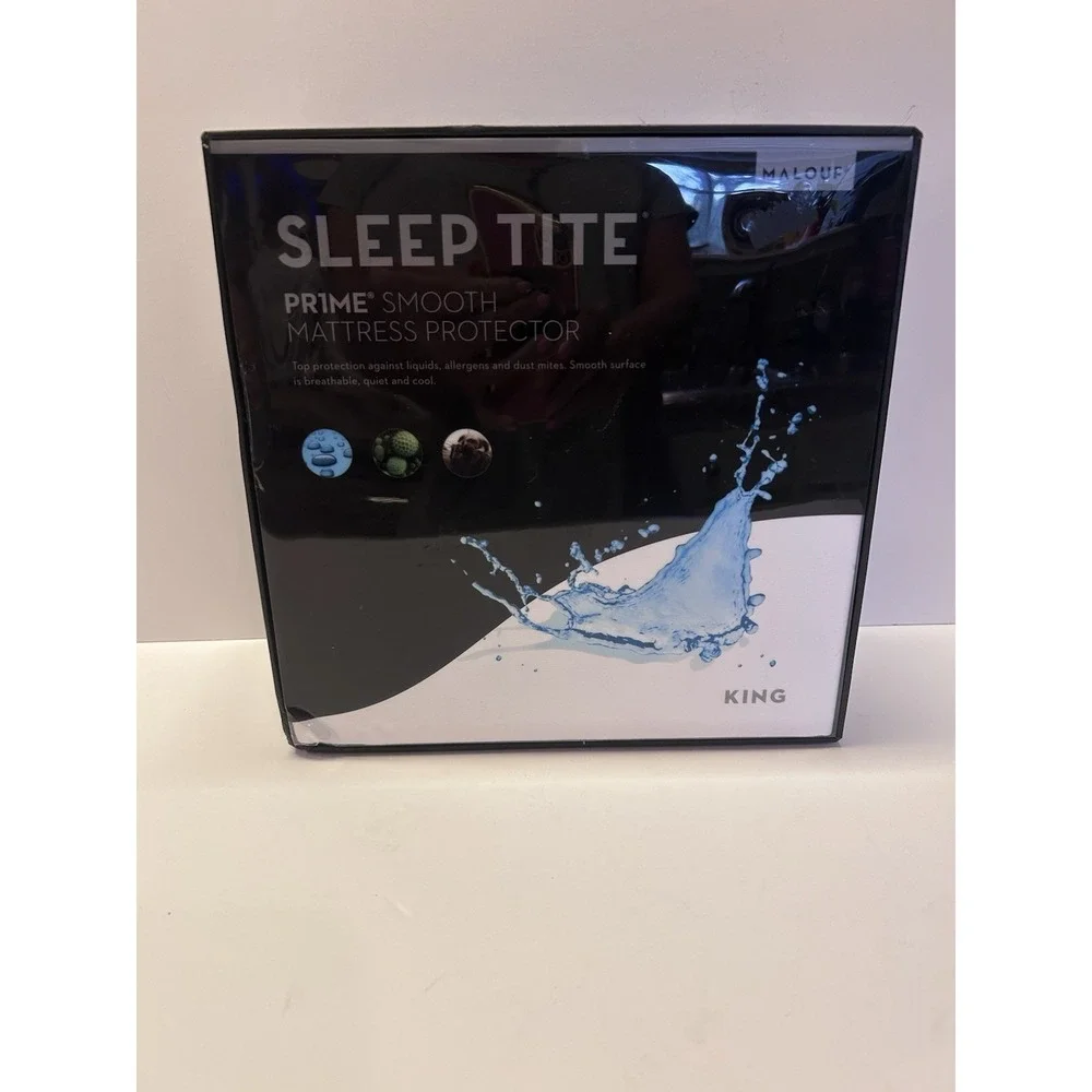 Malouf Sleep Tite Prime Smooth Mattress Protector King White Waterproof SLPRSMKK